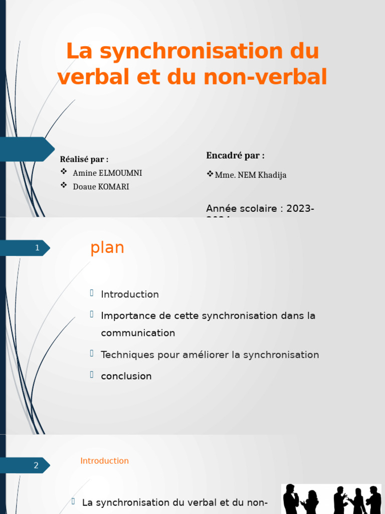 Synchronisation Verbal et Non-Verbal | PDF