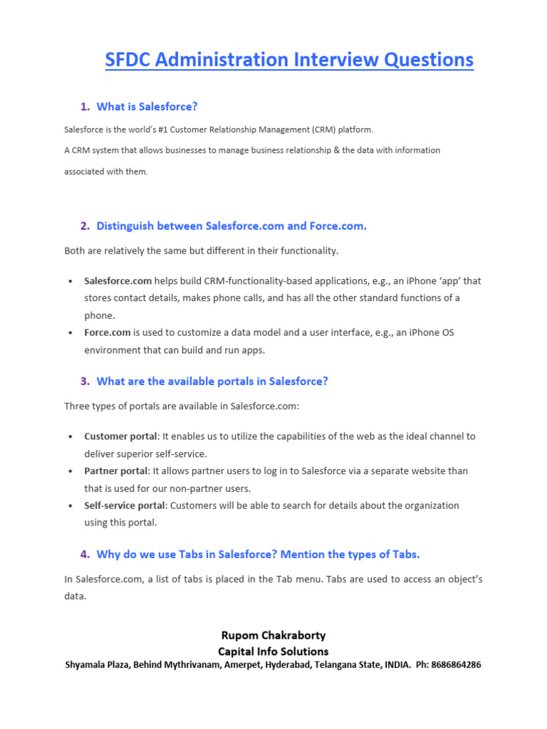 SFDC Administration Interview Questions | PDF | Cloud Computing ...