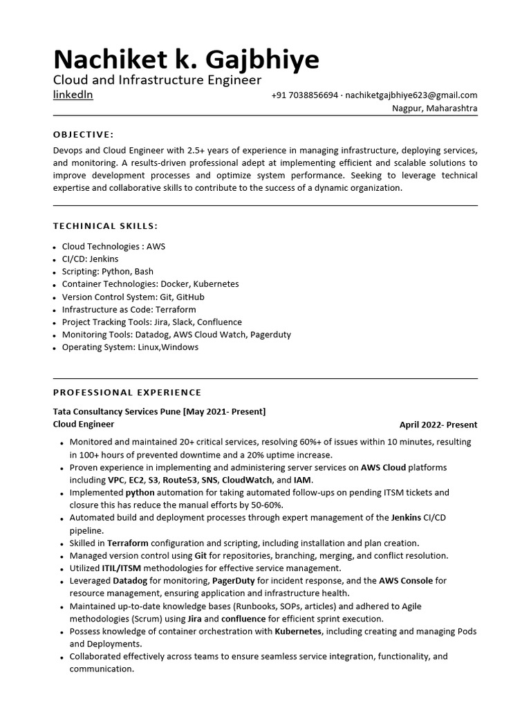DevOps & Cloud Engineer Resume Summary | PDF | Cloud Computing | Amazon ...