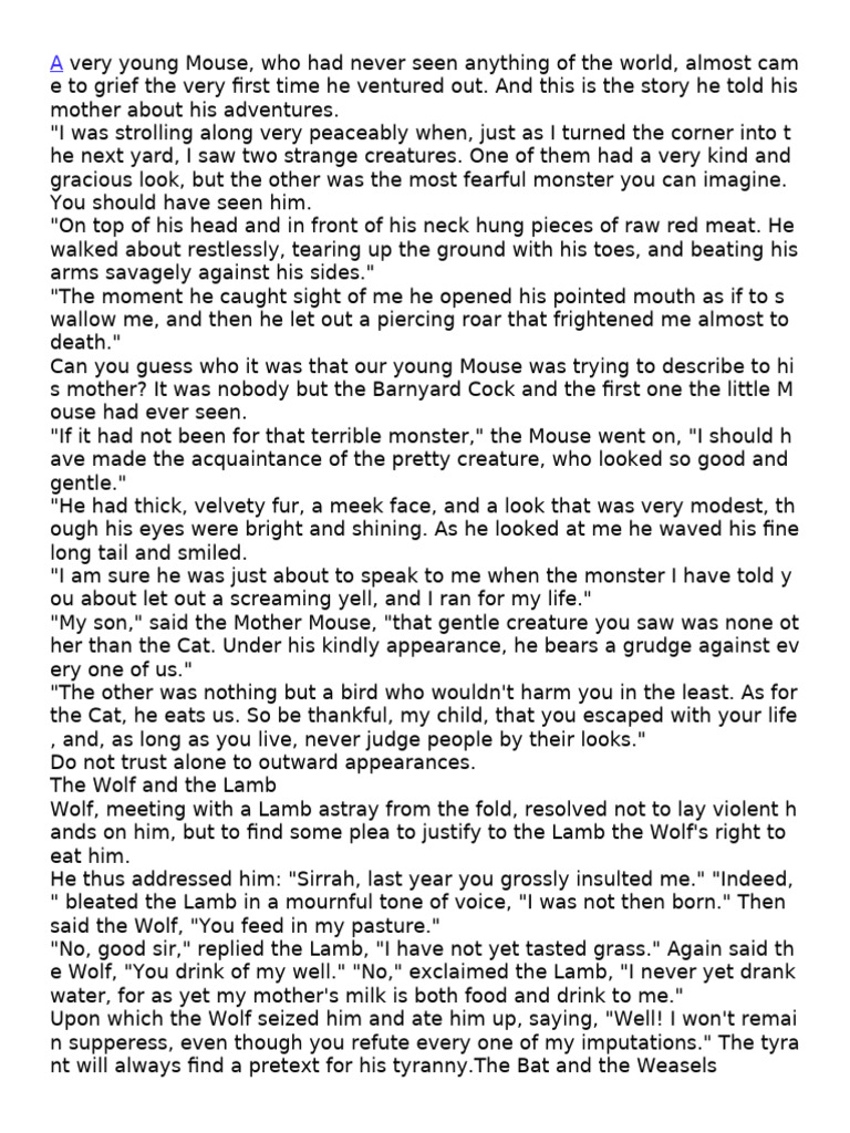 Fables with Life Lessons and Morals | PDF