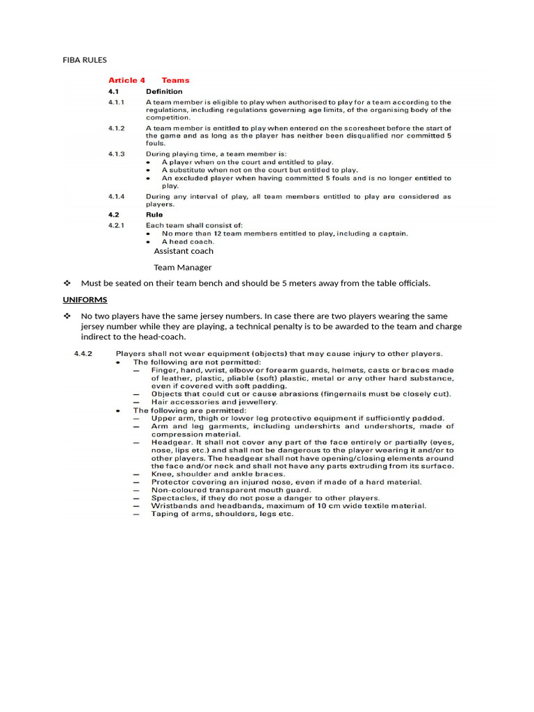 FIBA Basketball Rules Overview | PDF