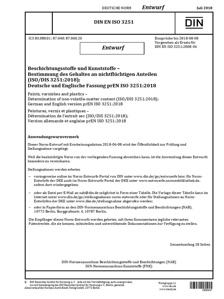 Din en Iso 3251 e 2018-07 | PDF