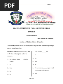 English JCE paper I