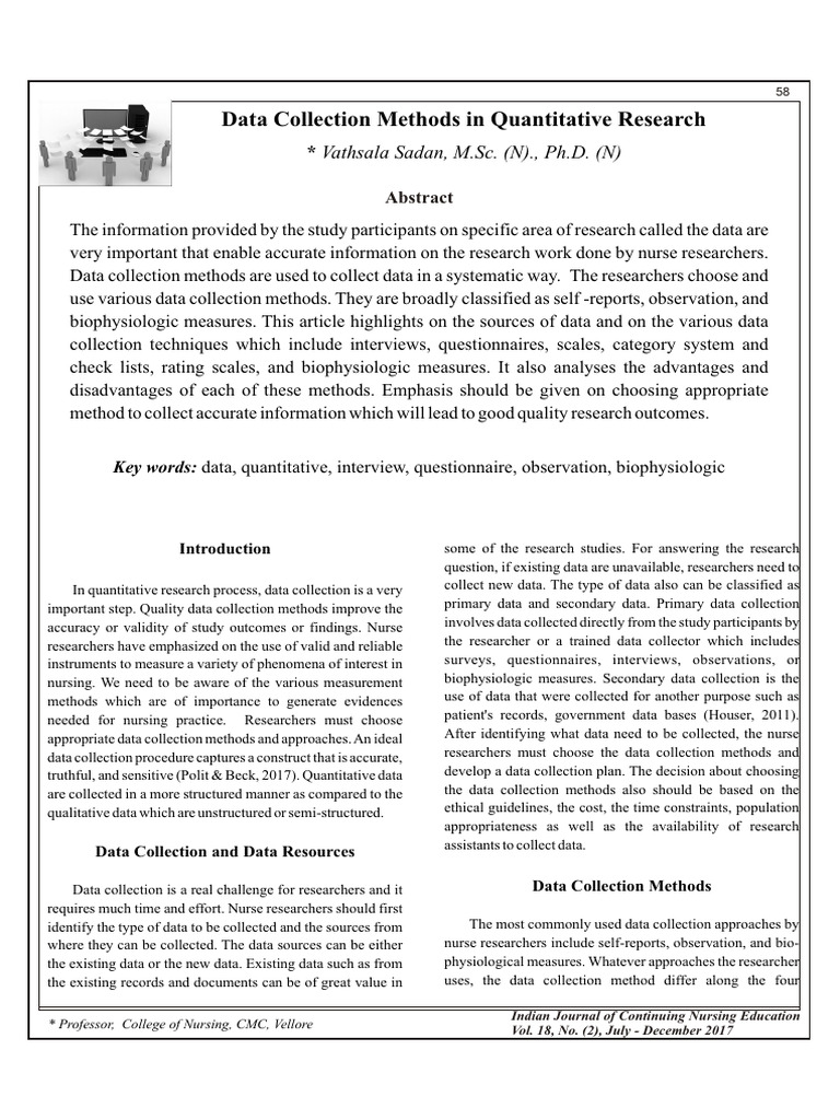 Data Collection Methods in Nursing Research | PDF | Self Report Study ...
