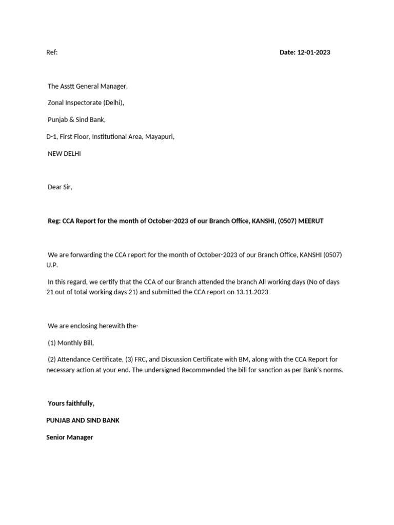 CCA Report for Branch KANSHI, Oct 2023 | PDF
