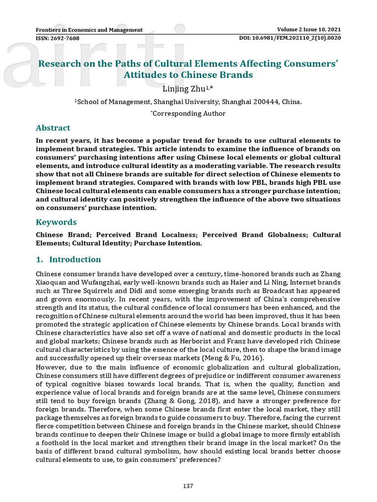Research On The Paths of Cultural Elements Affecting Consumers ...
