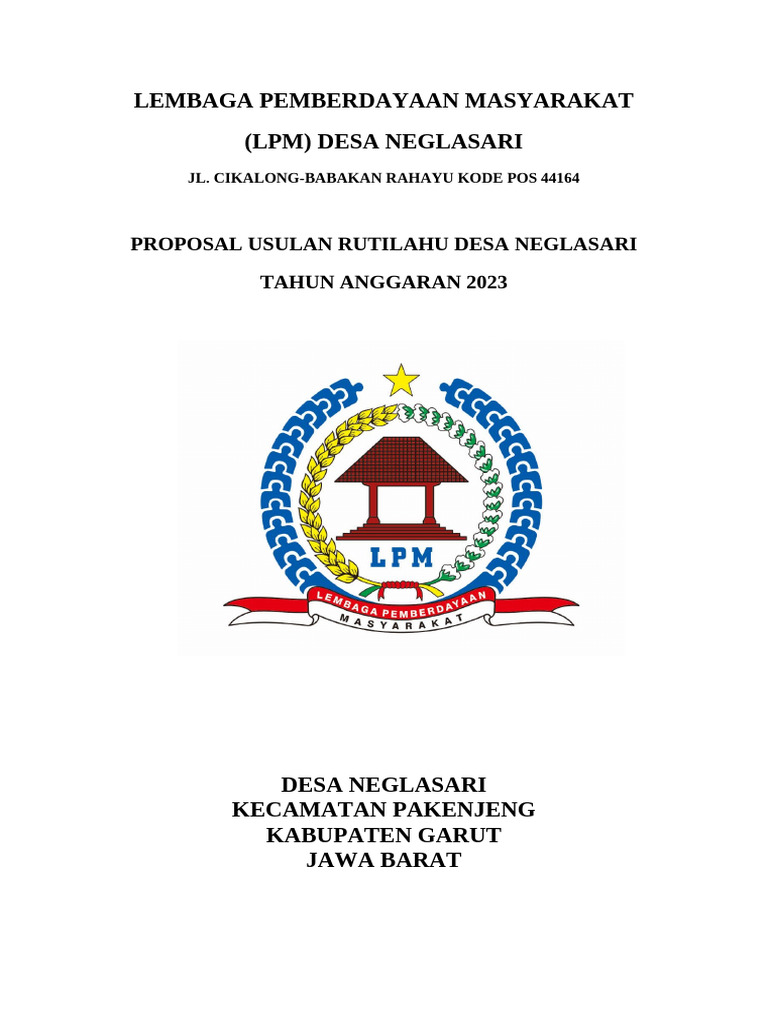 Proposal RUTILAHU Desa Neglasari 2023 | PDF