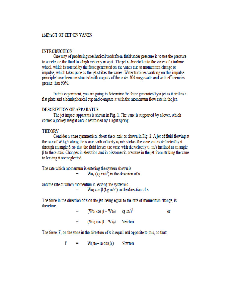 Experiment 4 Impact of Jet On Vanes | PDF
