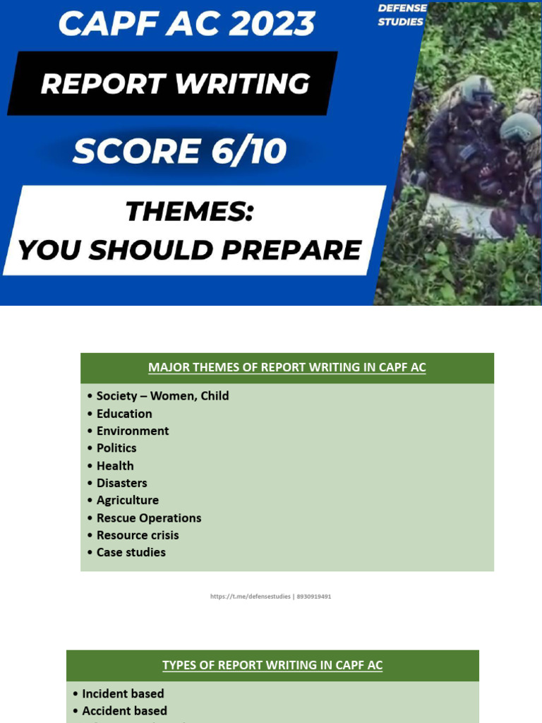 Capf Report Writing Topics | PDF | Natural Environment