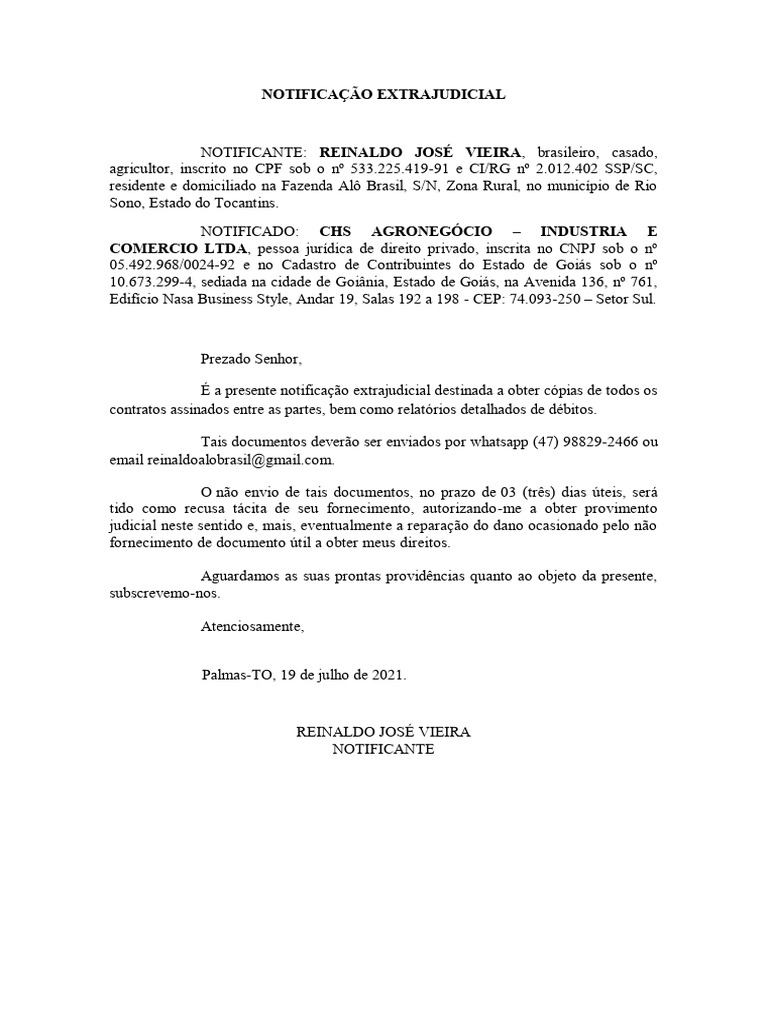 Notificação Extrajudicial de Débitos | PDF | Justiça | Crime e Violência