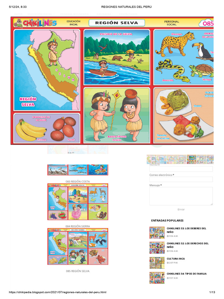 Regiones Naturales del Perú para Niños | PDF | Red mundial | Internet y web