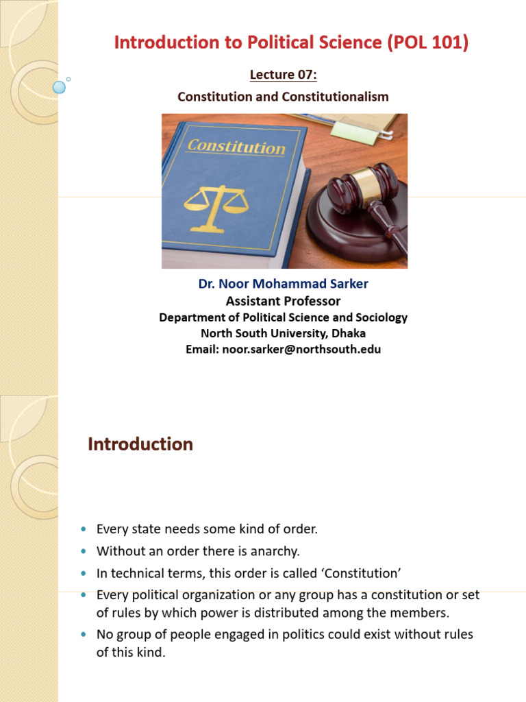 NOS - POL 101 - Lecture 7 (1p) | PDF | Constitution | State (Polity)