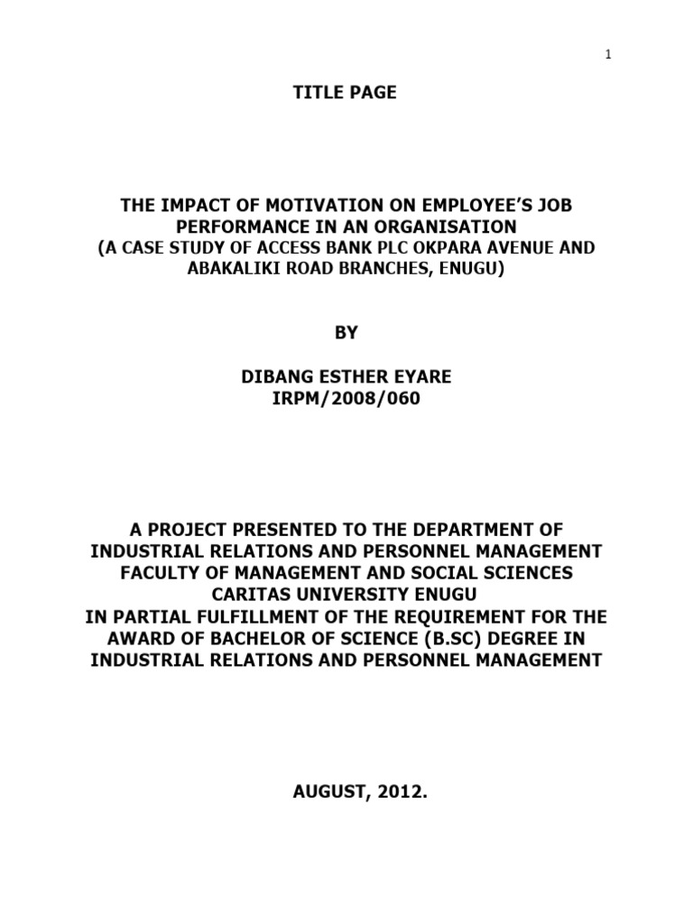 THE IMPACT OF MOTIVATION ON EMPLOYEE'S JOB PERFORMANCE IN AN ...