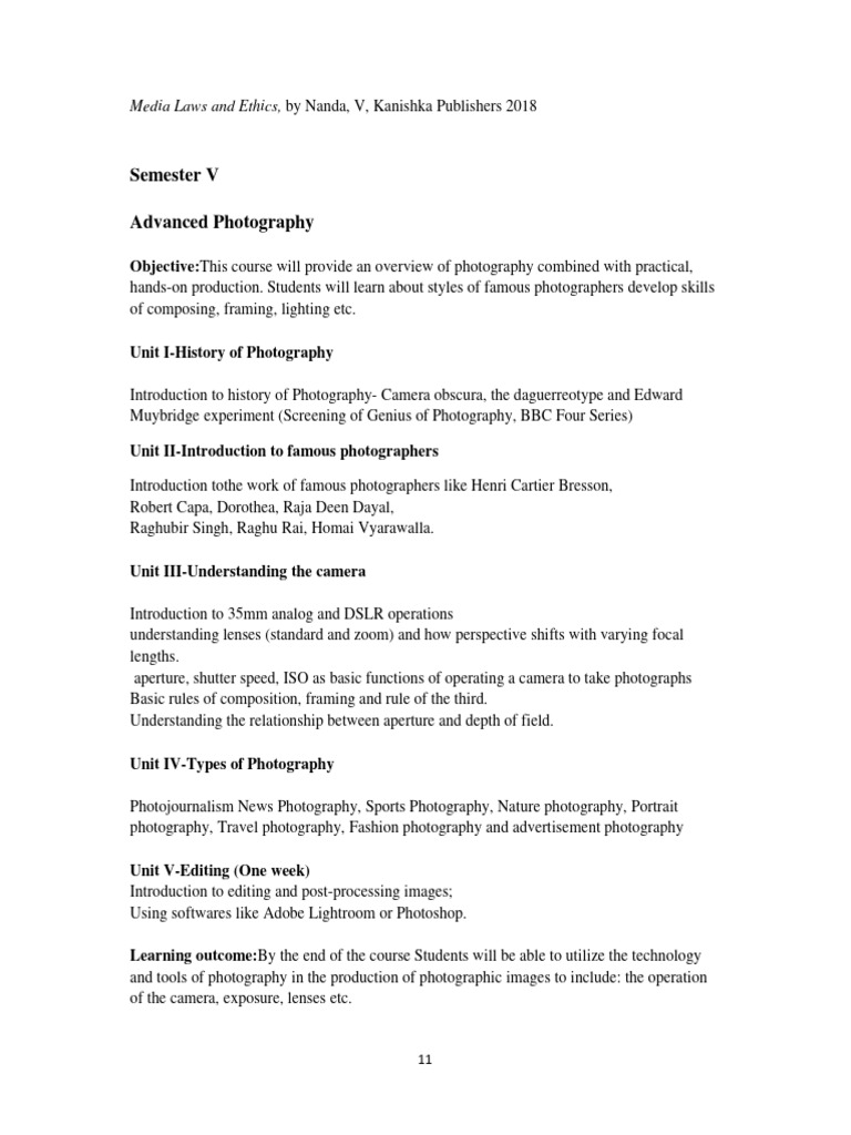 Advanced Photography Course Overview | PDF | Camera | Imaging