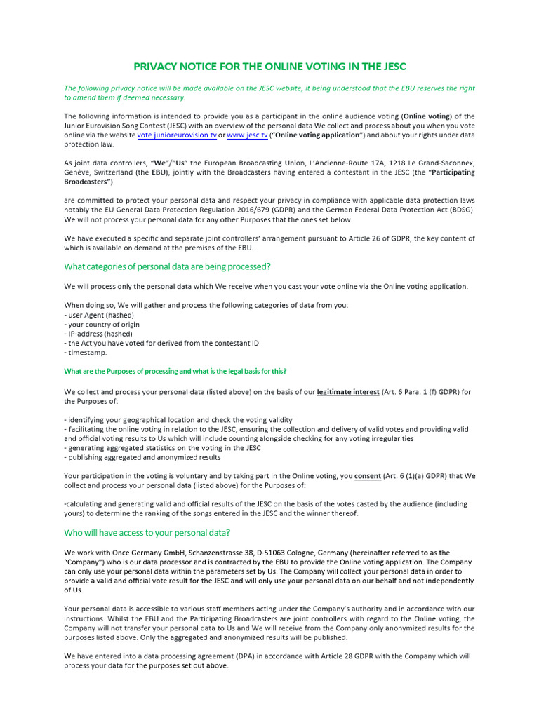 PDF 2024 JESC - Online Voting - Privacy Notice | PDF | Justice | Crime ...