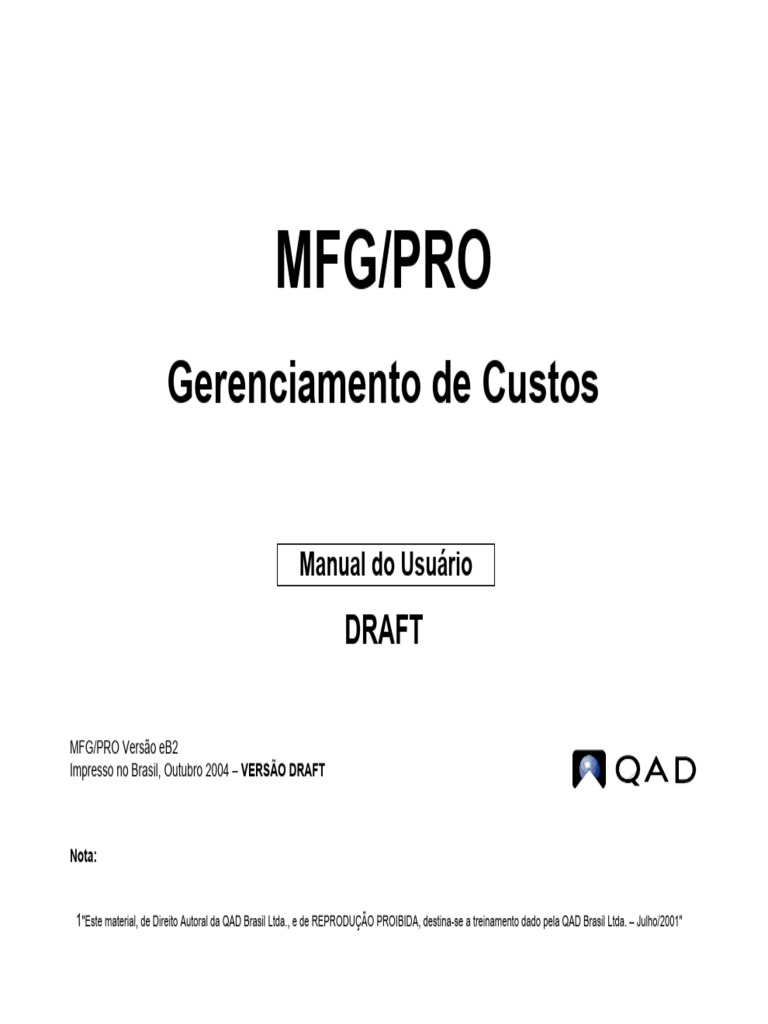 Manual de Gerenciamento de Custos MFG/PRO | PDF | Despesa | Contabilidade