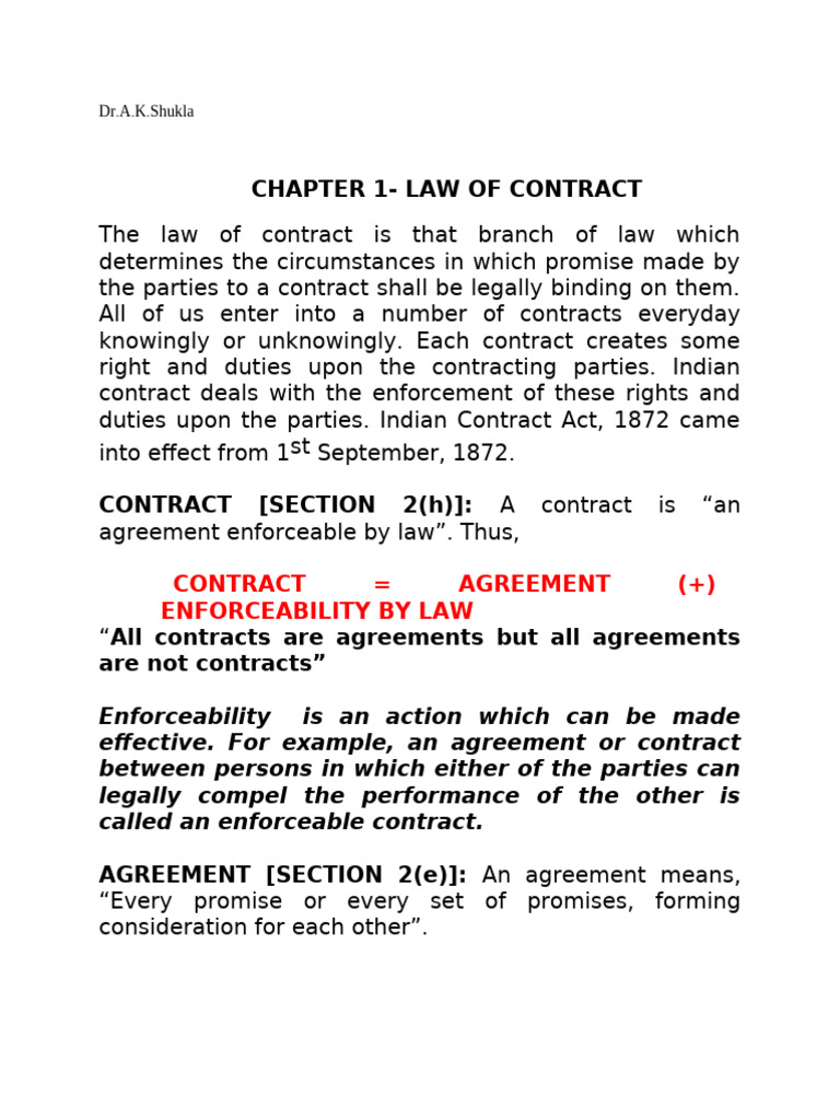 Indian Contract Law Overview | PDF | Offer And Acceptance | Consideration