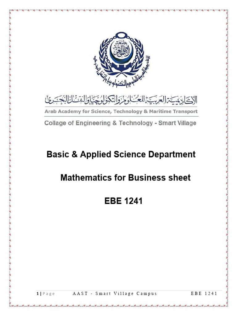 Mathematics for Business Course Outline | PDF | Matrix (Mathematics ...