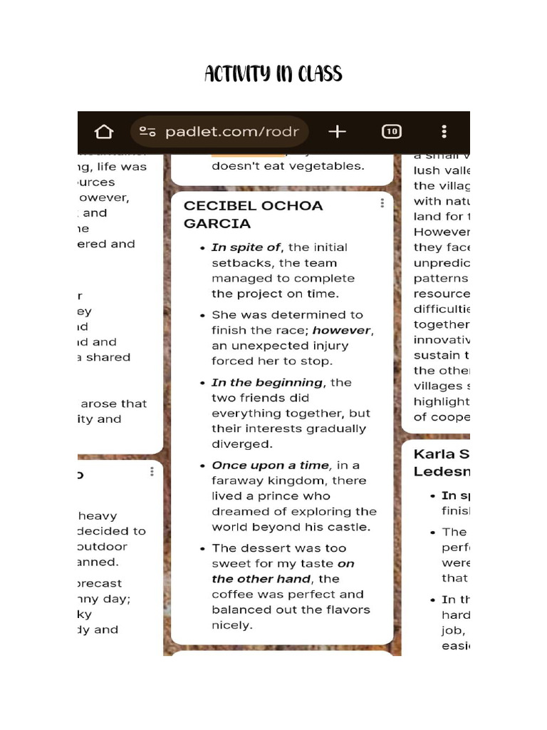 Activity in Class | PDF