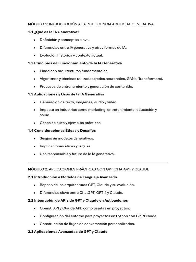 Curso Completo de IA Generativa | PDF | Inteligencia artificial ...