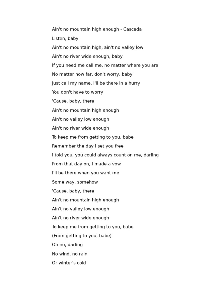 Aint no mountain lyrics pdf