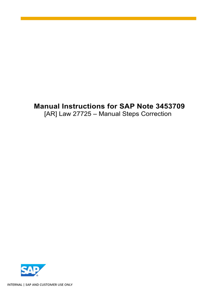 Manual Instructions For SAP Note 3453709 | PDF