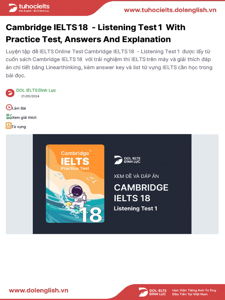 Cambridge IELTS 18 Listening Test 1 | PDF | Poaching | Crime & Violence