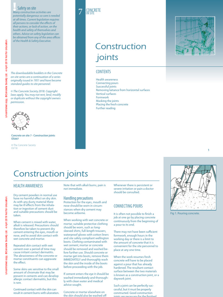 007 ConstructionJoints-Mar18 | PDF | Concrete | Cement