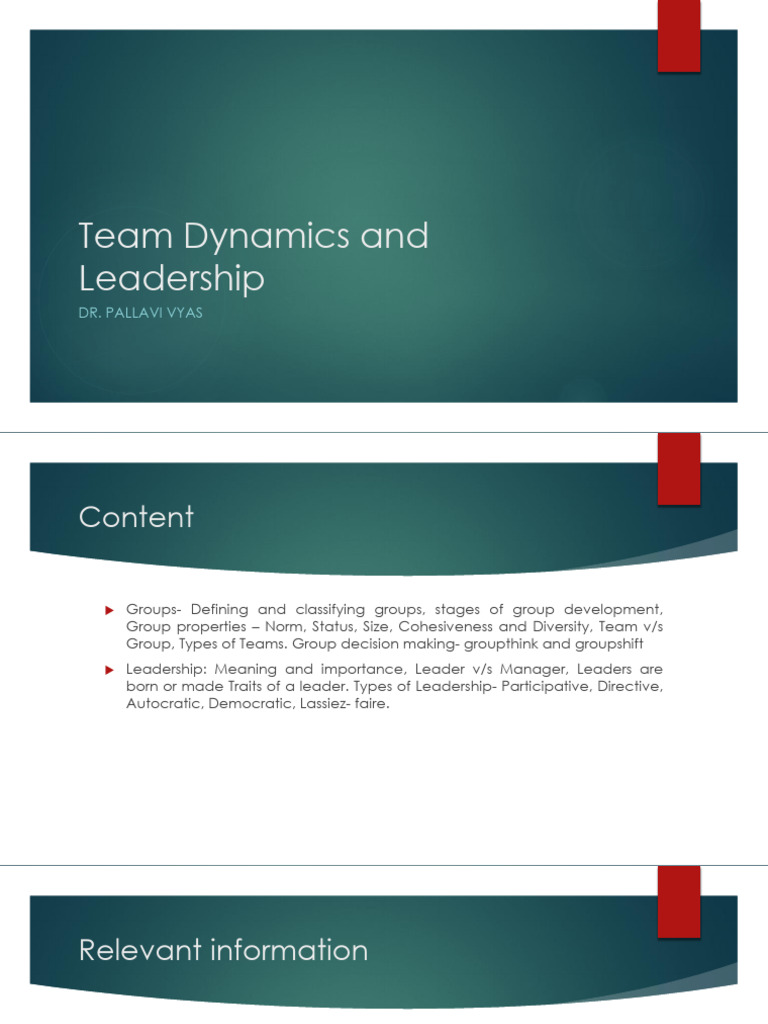 Team Dynamics and Leadership Insights | PDF | Leadership | Collaboration