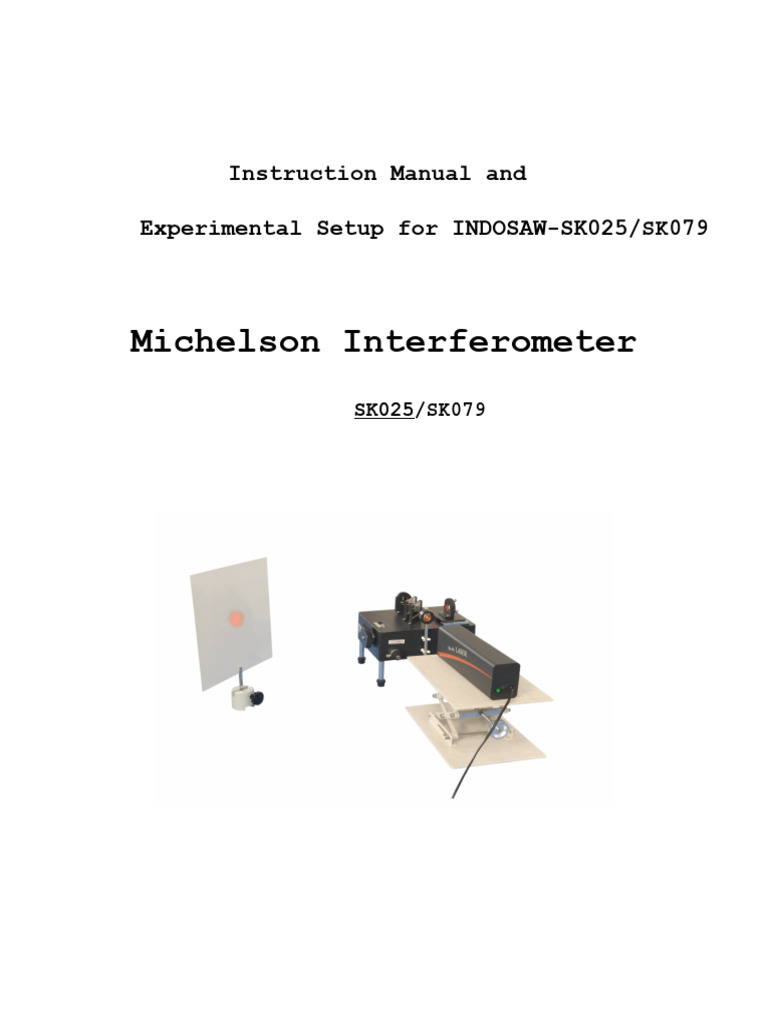 Michelson Interferometer Setup Guide | PDF | Interferometry | Optics