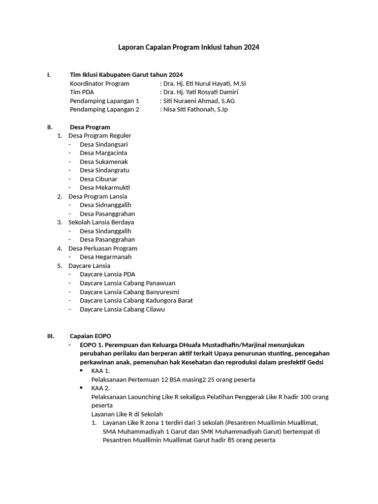 Capaian Program Inklusi 2024 Garut | PDF