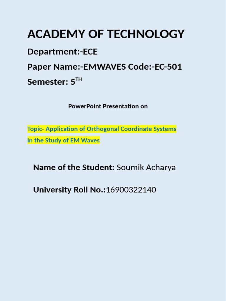 Academy of Technology | PDF | Coordinate System | Waves