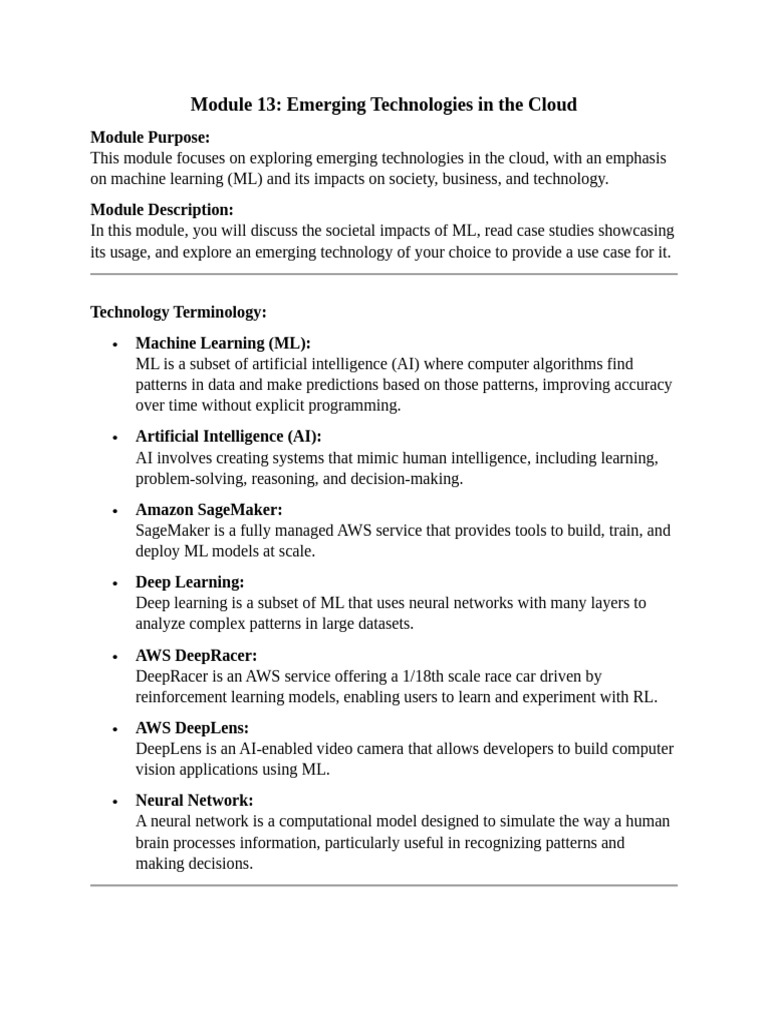 Emerging Cloud Technologies: ML & AI | PDF | Machine Learning ...