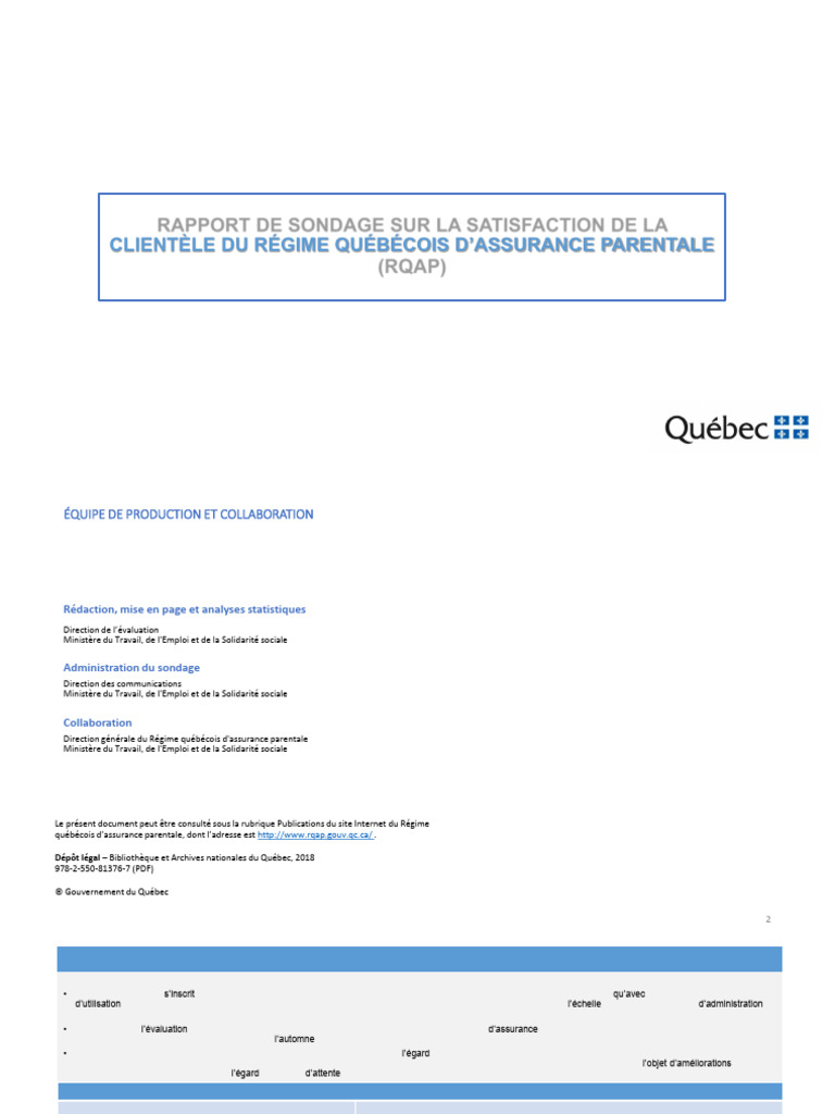 Satisfaction Clientèle RQAP 2017 | PDF | Québec | l'Internet