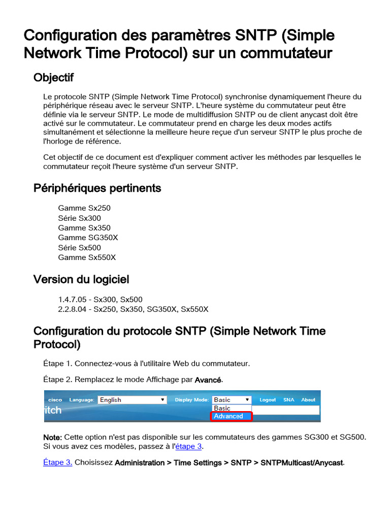 Configuration SNTP sur Commutateur | PDF | Multidiffusion | I Pv6