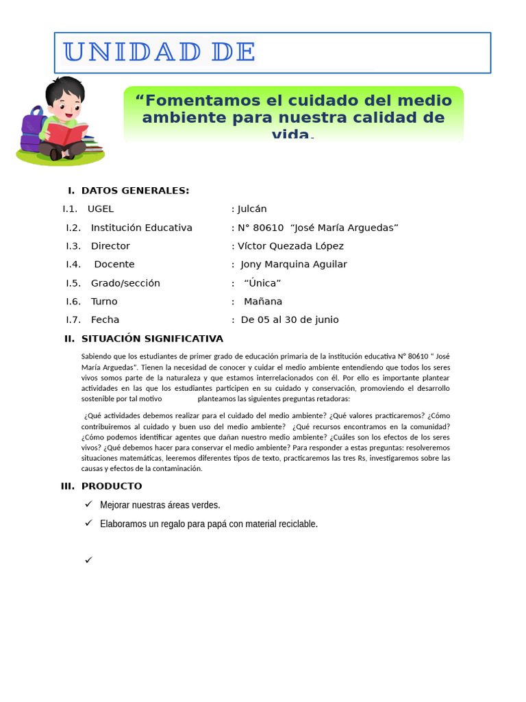 Unidad de Aprendizaje #2 | PDF | Aprendizaje | Entorno natural