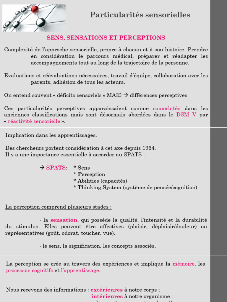 Particularités Sensorielles et Autisme | PDF | la perception | Sens ...