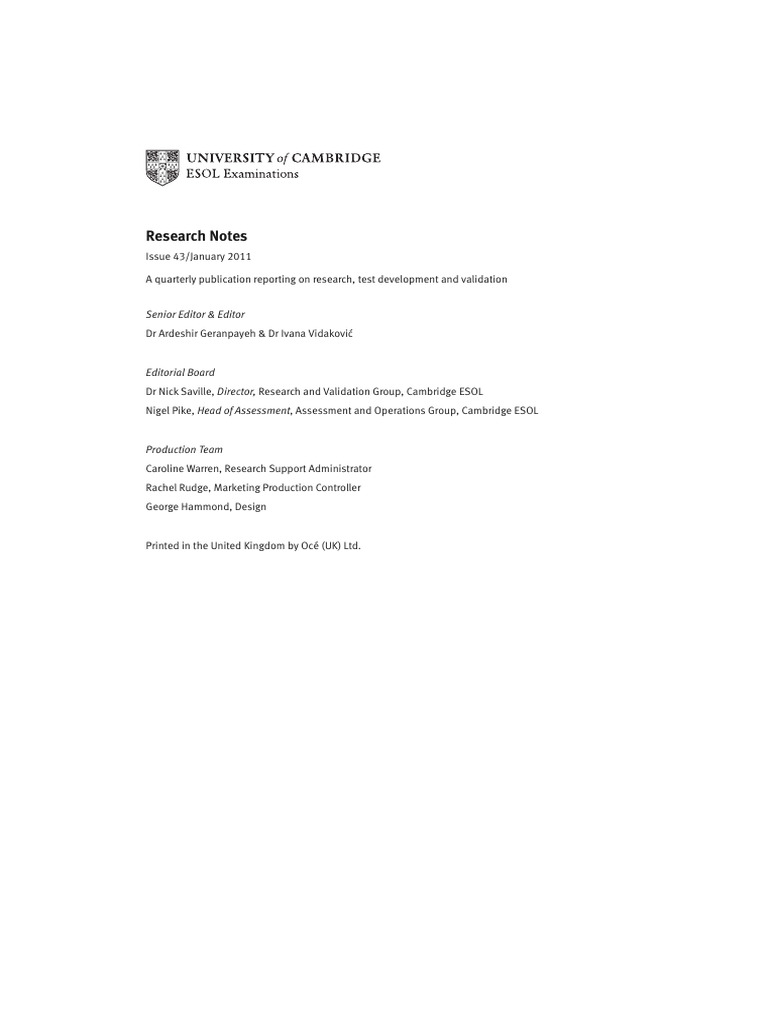 Research Notes 43 | PDF | Language Education | Standardized Tests