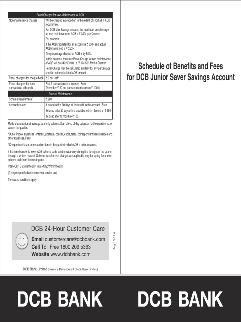 DCB Junior Saver Savings Account | PDF | Cheque | Banks