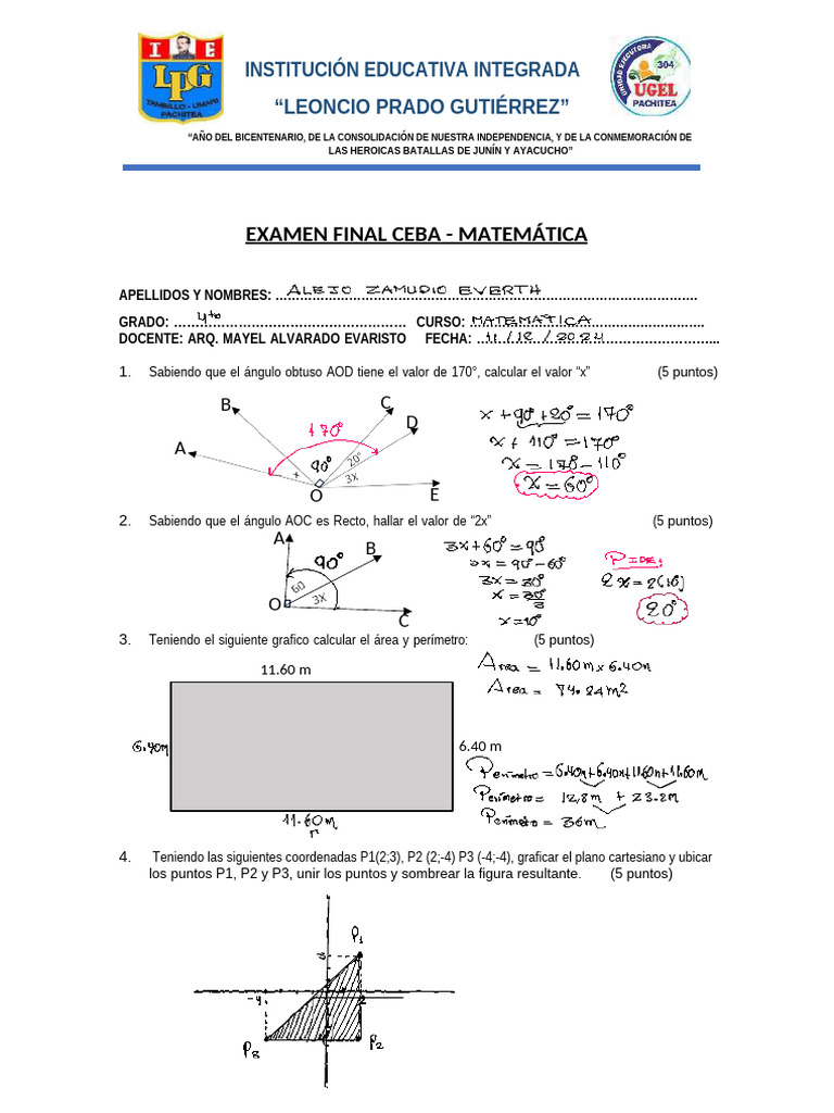 Examen Final Ceba - Matematica 4to | PDF
