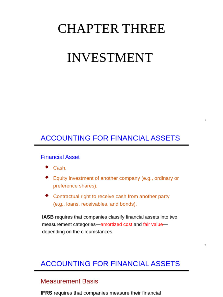 Investment Accounting for Financial Assets | PDF | Investing | Debt