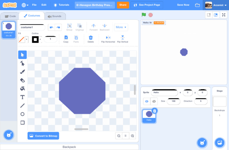 @-Hexagon Birthday Present On Scratch | PDF