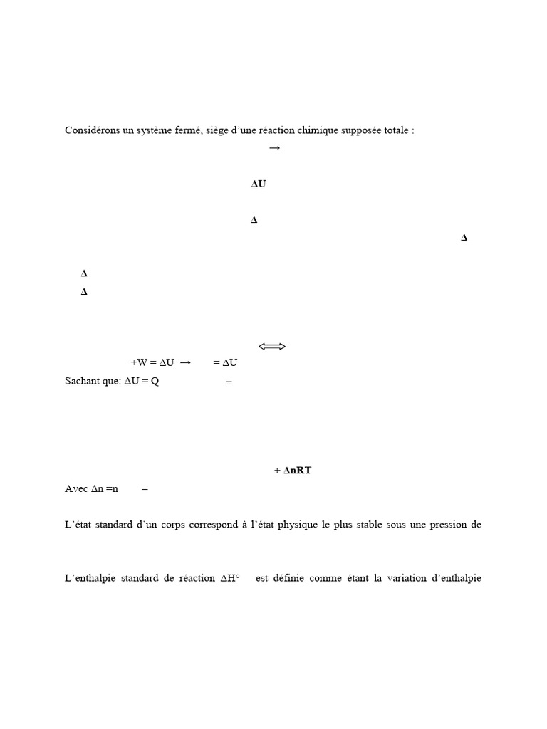 Thermochimie : Enthalpie et Réactions | PDF | Enthalpie | Réactions ...