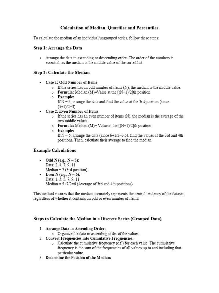 Median and Quartile Calculation Guide | PDF | Median | Quartile