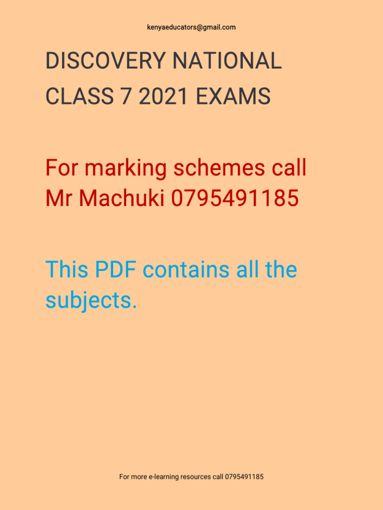 Discovery Exam Class 7 2021 | PDF