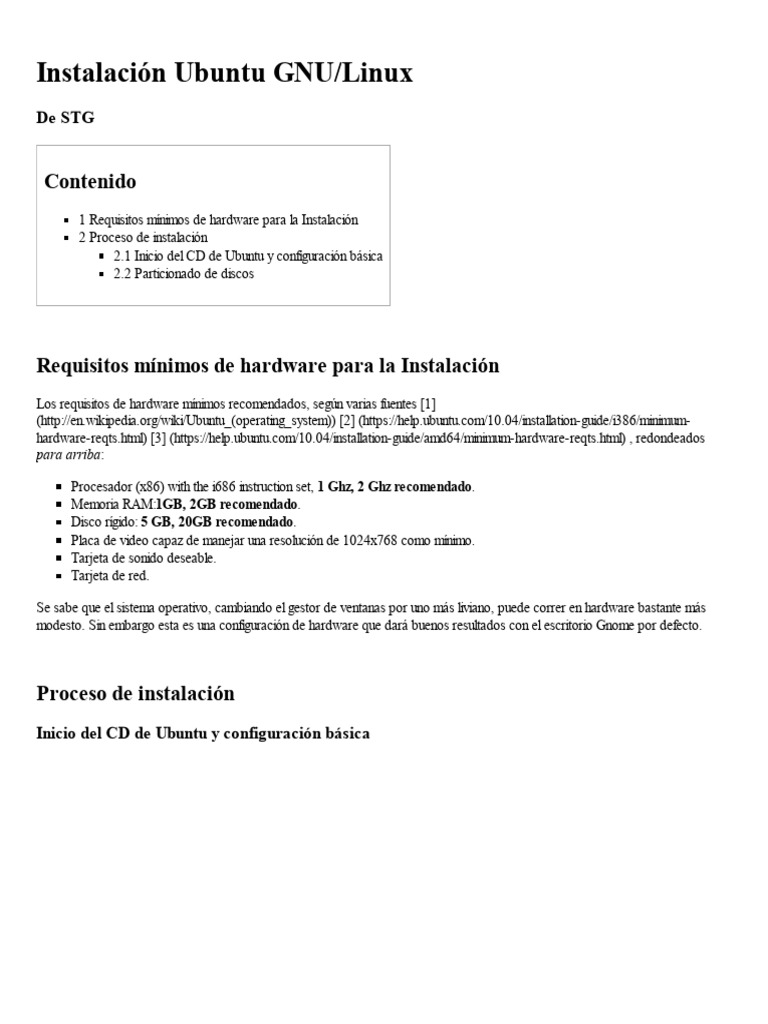 2-Instalacion Ubuntu GNU - Linux - STG | PDF | Hardware de la ...