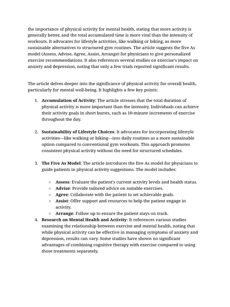 Boost Mental Health with Physical Activity | PDF | Mental Health ...
