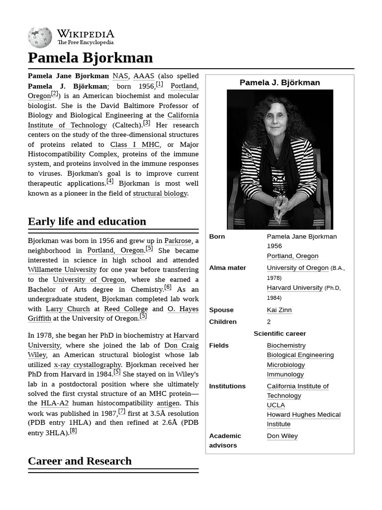 Pamela_Bjorkman | PDF | Medical Specialties | Biology