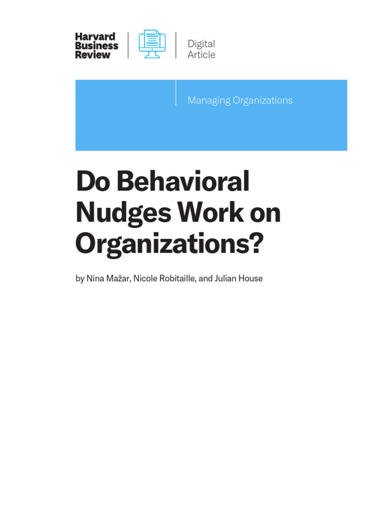 Do Behavioral Nudges Work On Organizations | PDF | Decision Making ...