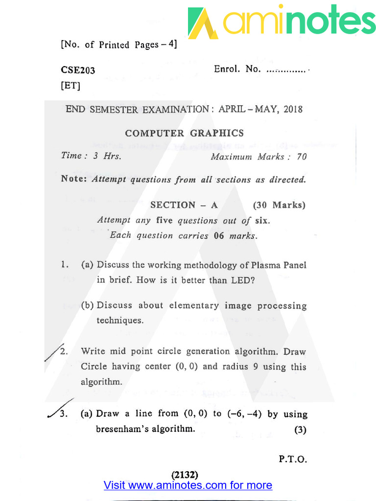 CSE203 - Computer Graphics 2018 | PDF